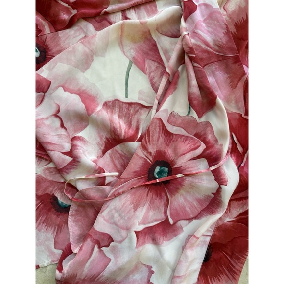 VTG SILX By August Silk Women's 100% Silk Tie Robe Kimono Gorgeous Floral Sz L - Picture 7 of 8